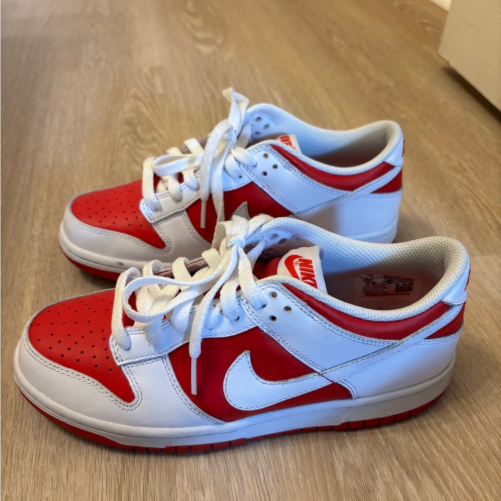 Nike Kids Red and White Dunks